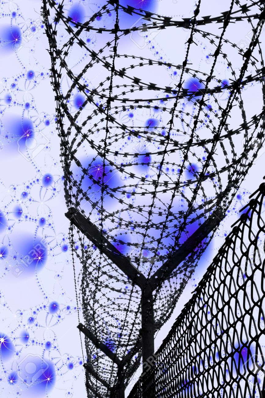 4717611-fence-with-barbed-wire-under-a-psychedelic-sky-hallucination-of-prisoner-Stock-Photo